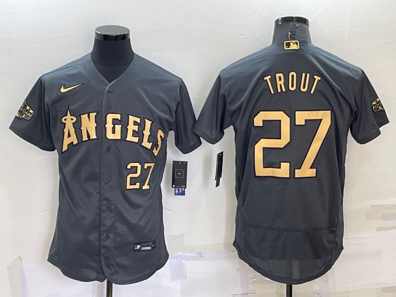 Men Los Angeles Angels #27 Trout Grey 2022 All Star Elite Nike MLB Jerseys->toronto blue jays->MLB Jersey